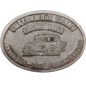Cottonwood Valley Great Race Belt Buckle Vintage 1984 Florence Kansas Labor Day